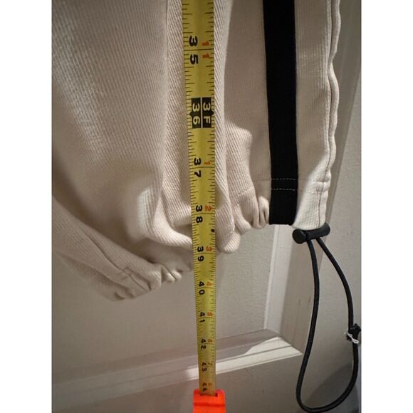 Commence Women's Beige Black Stripe Adjustable Ankle Scuba Fit Joggers Size M - Picture 2 of 13